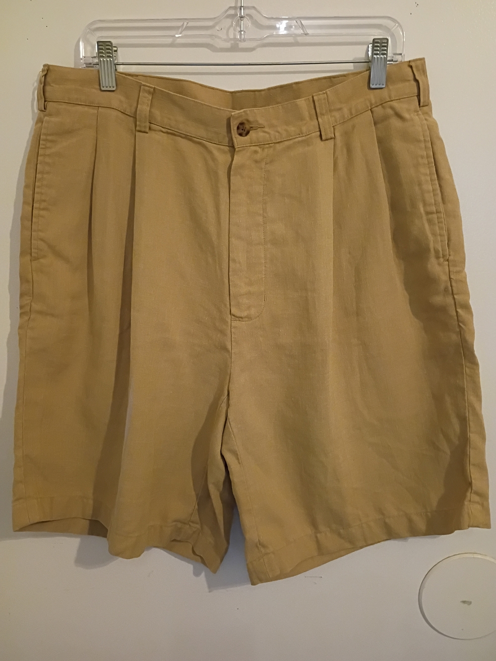 Jos. A. Bank‎ Tan Pleated Men's Shorts Linen Sz 35